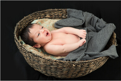 baby photo in the basket